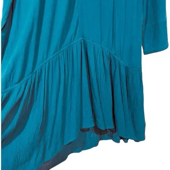 SOFT SURROUNDINGS Blue Mirabella V Neck Tunic Midi Long Sleeve Dress S - Picture 7 of 7